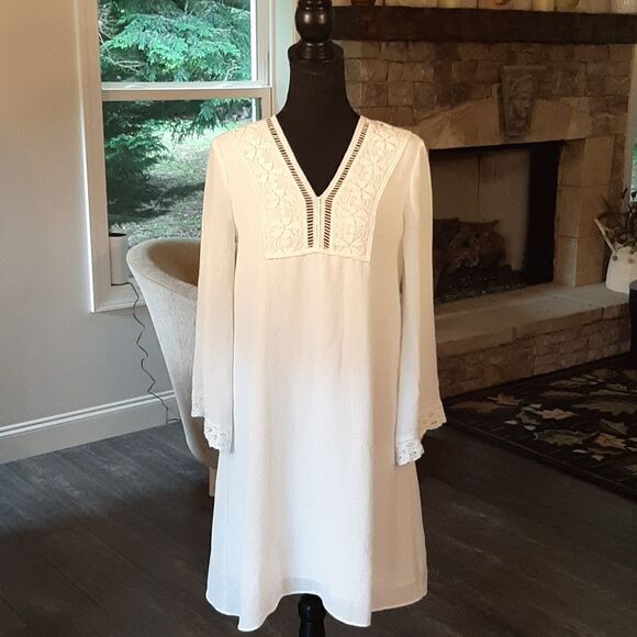 Sophie Max White Dress with Sleeves - Picture 1 of 7